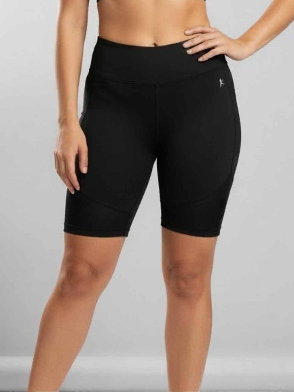Danskin Now Black Women's Bike Shorts with Small Hip Logo